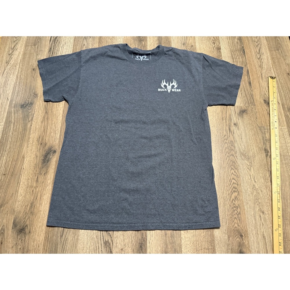 Buck Wear Shirt Mens Size Large Gray Short Sleeve Outdoor Deer Graphic Tee